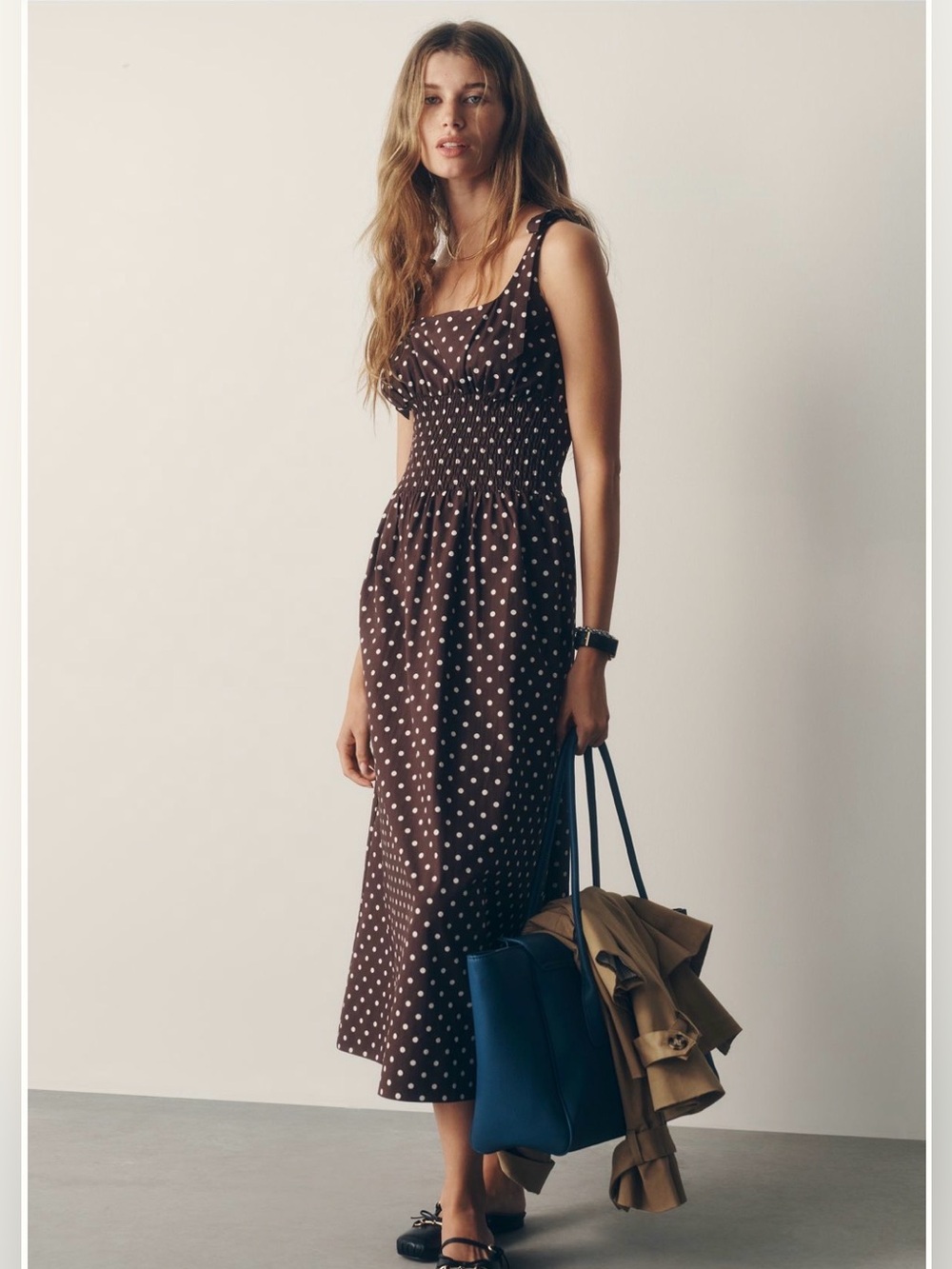 Maeve 100% Cotton Smocked Midi Dress XSP